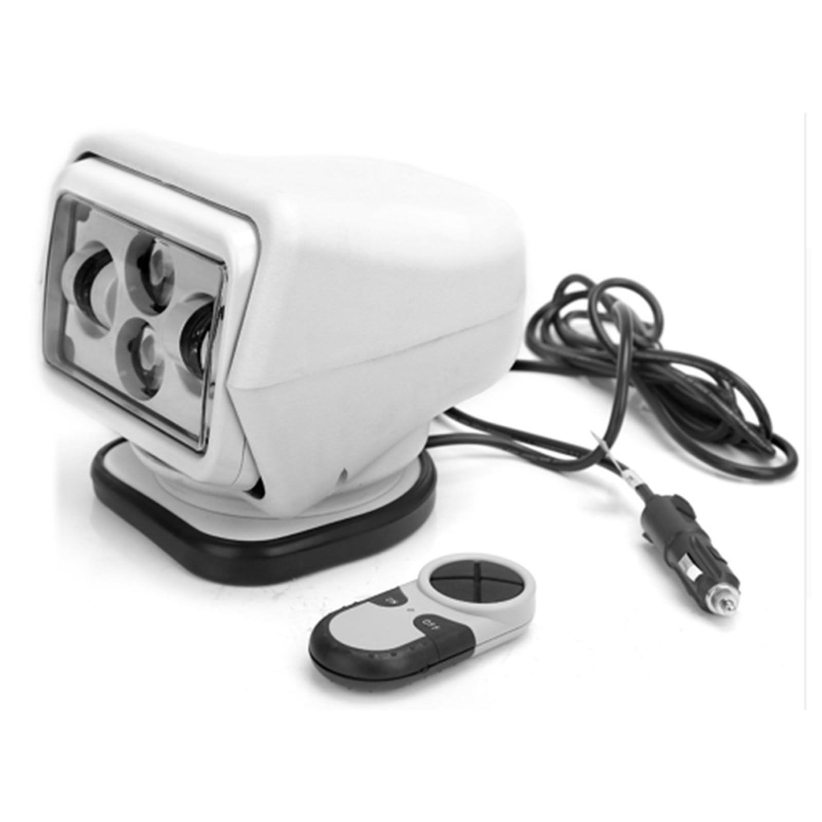 Fahrzeug-Suchscheinwerfer, 120 W, kabellose Fernbedienung, LED-Suchscheinwerfer, um 360° drehbar, für LKW, Geländeboot, mit Magnetfuß,White