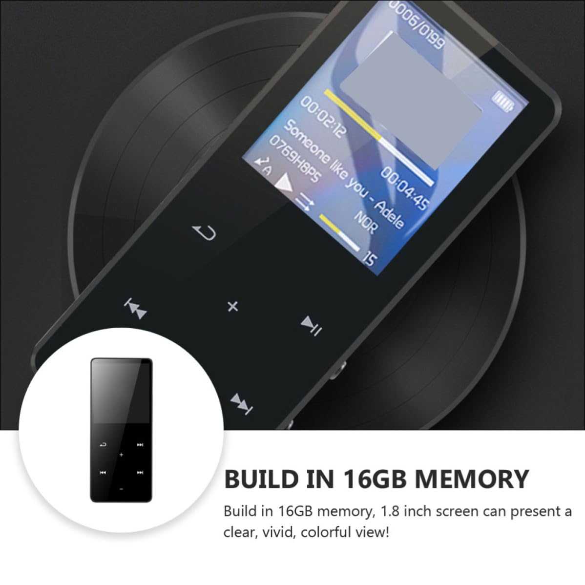 Zerodeko Reproductor de Música sin Pérdida Reproductor Multimedia sin Pérdida 16 GB, Pantalla Táctil de 1,8 Pulgadas, Abs, Negro, Portátil, para Bolsillo y Bolso
