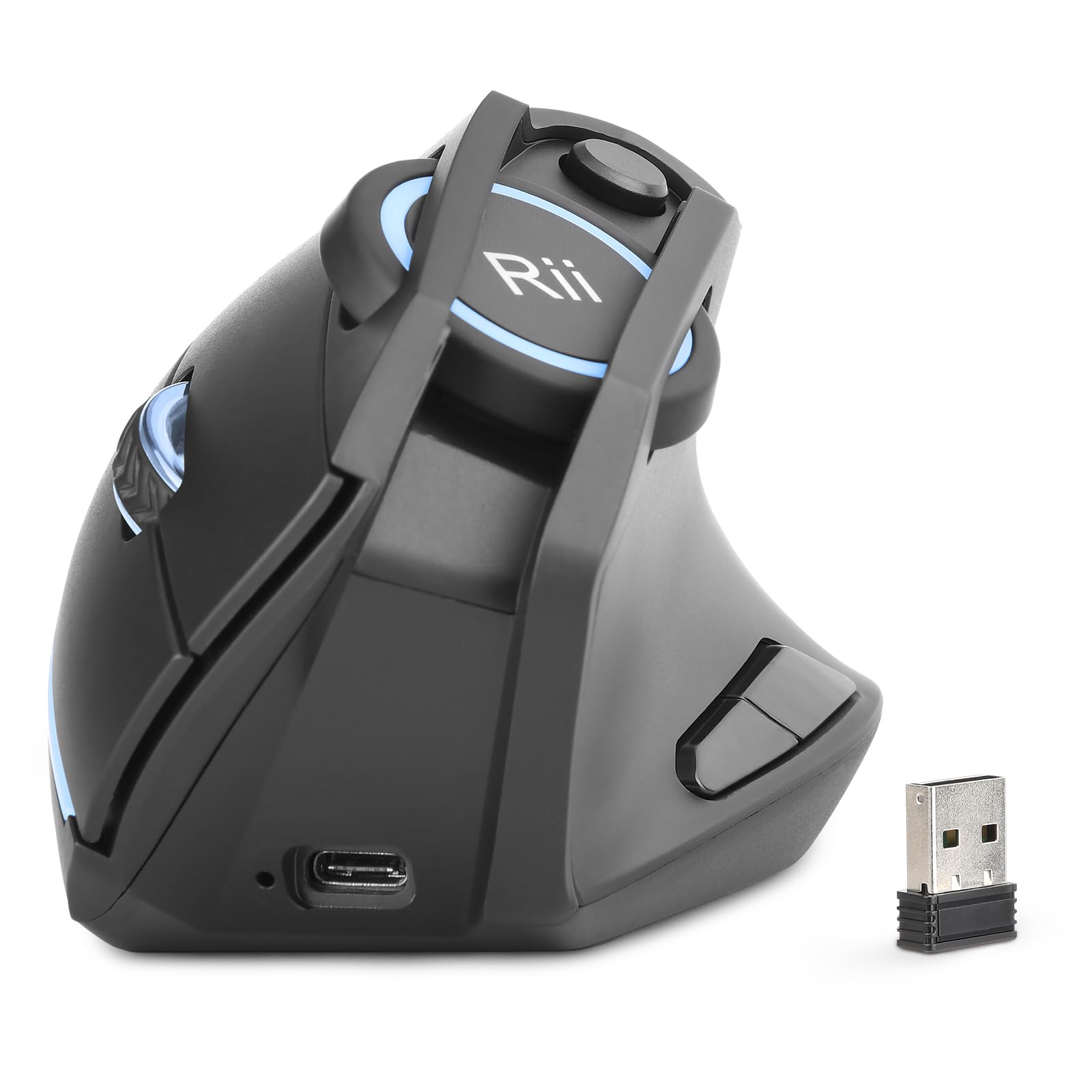 Rii Wireless Vertical Mouse, Rechargeable USB Connection Ergonomic Optical Mouse for Desktop, PC, Mac