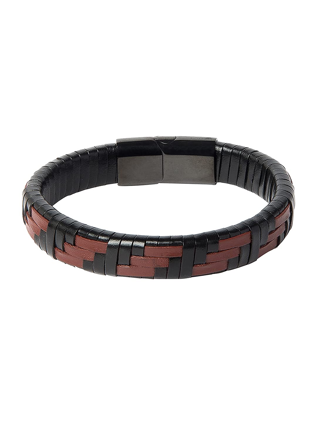 Shining Jewel Braided Designer Stainless Steel and Leather Bracelet for Men, Boys and Women [Unisex] Black (SJ_3329) (B09BNCZHT1) Amazon Price History, Amazon Price Tracker