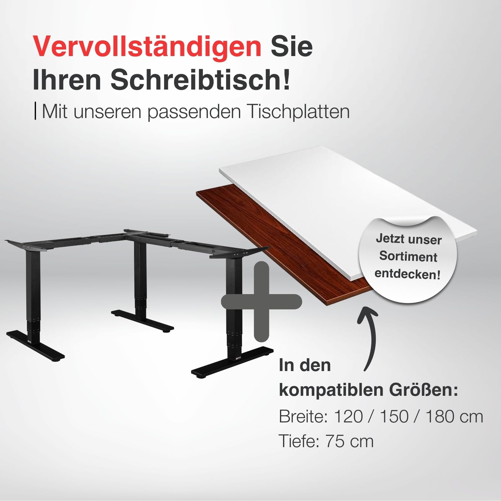 ergoECK höhenverstellbarer Eckschreibtisch Gestell - System TÜV Rheinland Zertifiziert - 3 Motoren, 3 Beine/3-Fach-Teleskop, Memory-Funkt. Softstart/-stopp, Tischgestell in schwarz