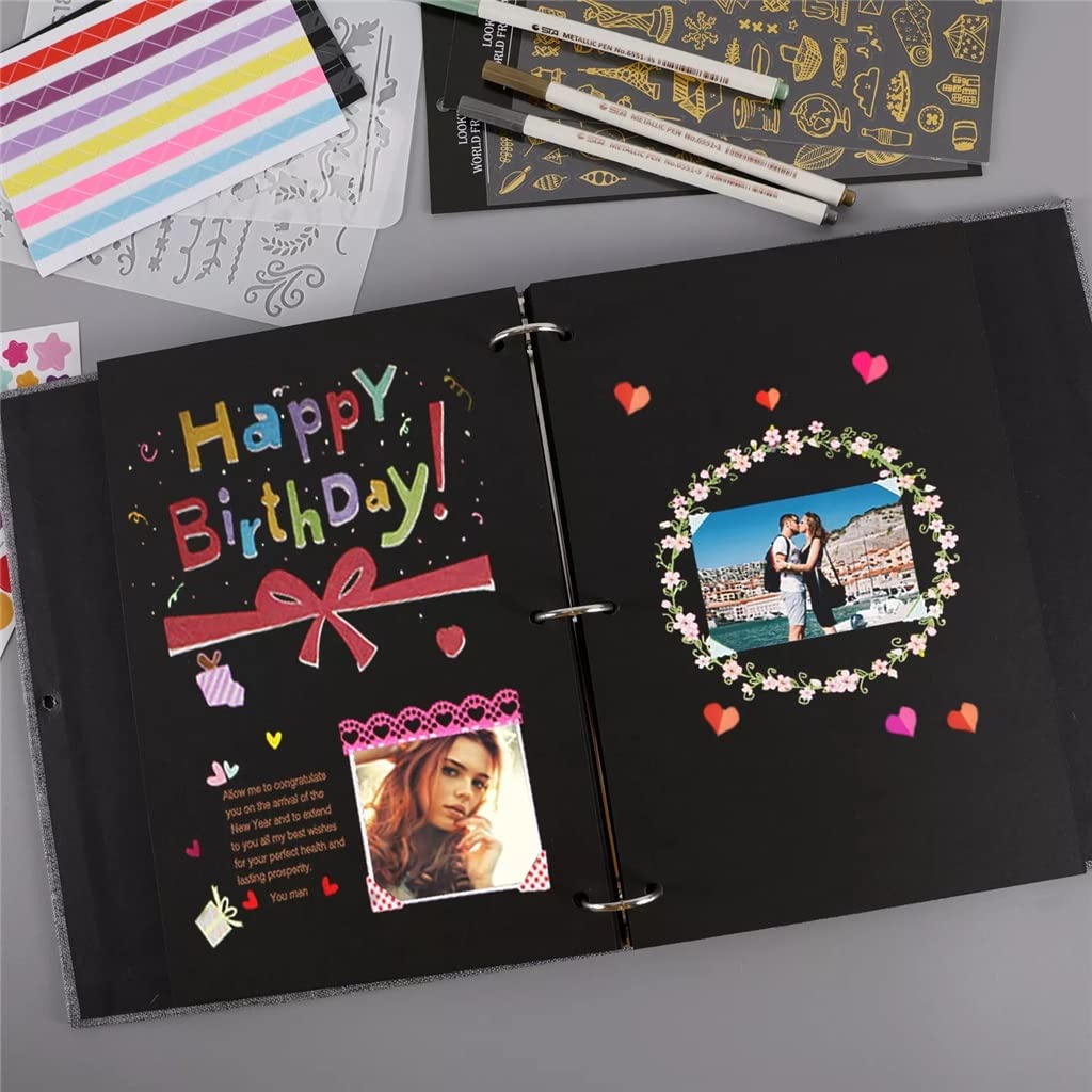 Fotoalbum Leinen Sammelalbum 60 Schwarze Seiten Sammelalbum Erinnerungsbücher Gästebücher DIY-Kits