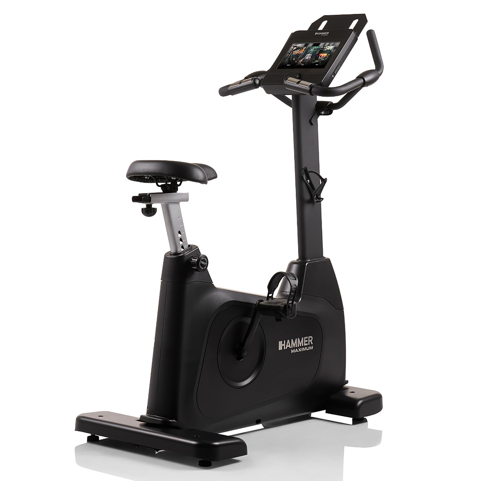 HAMMER Ergometer UB 8000 – leiser Heimtrainer für Zuhause, Apps vorinstalliert Kinomap & Zwift, Touch-Display, 14 kg Schwungmasse, 17 Programme, Hometrainer Fahrrad bis 150 kg