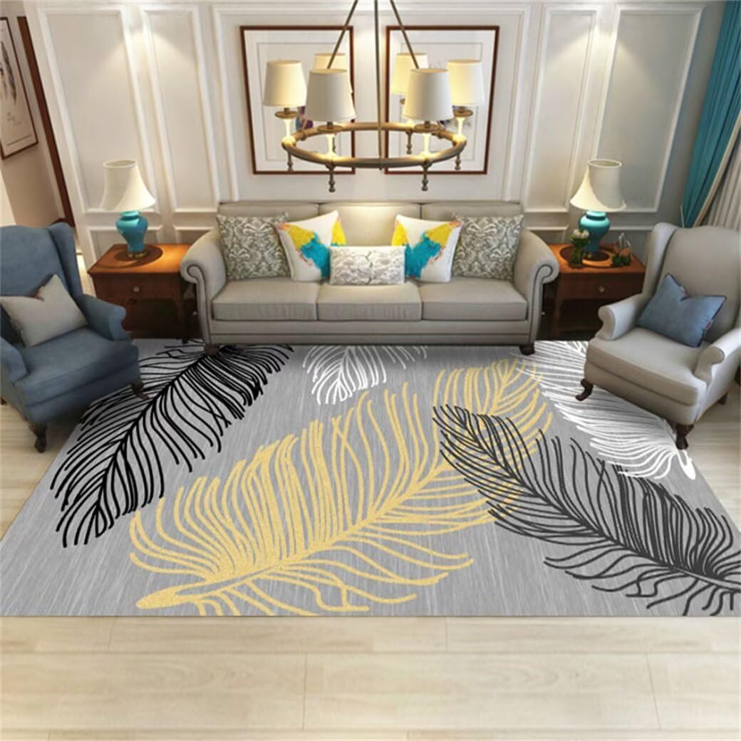 Moquette intérieure salon 180x230cm à motif plumes pour chambre enfant