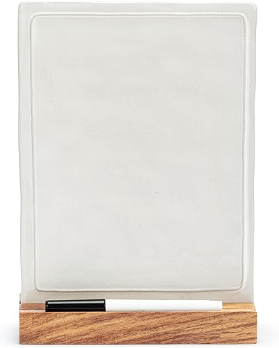 DEMDACO Write On Classic White - Tablero de notas de borrado en seco de madera y gres de 9.5 x 7 pulgadas, color blanco clásico