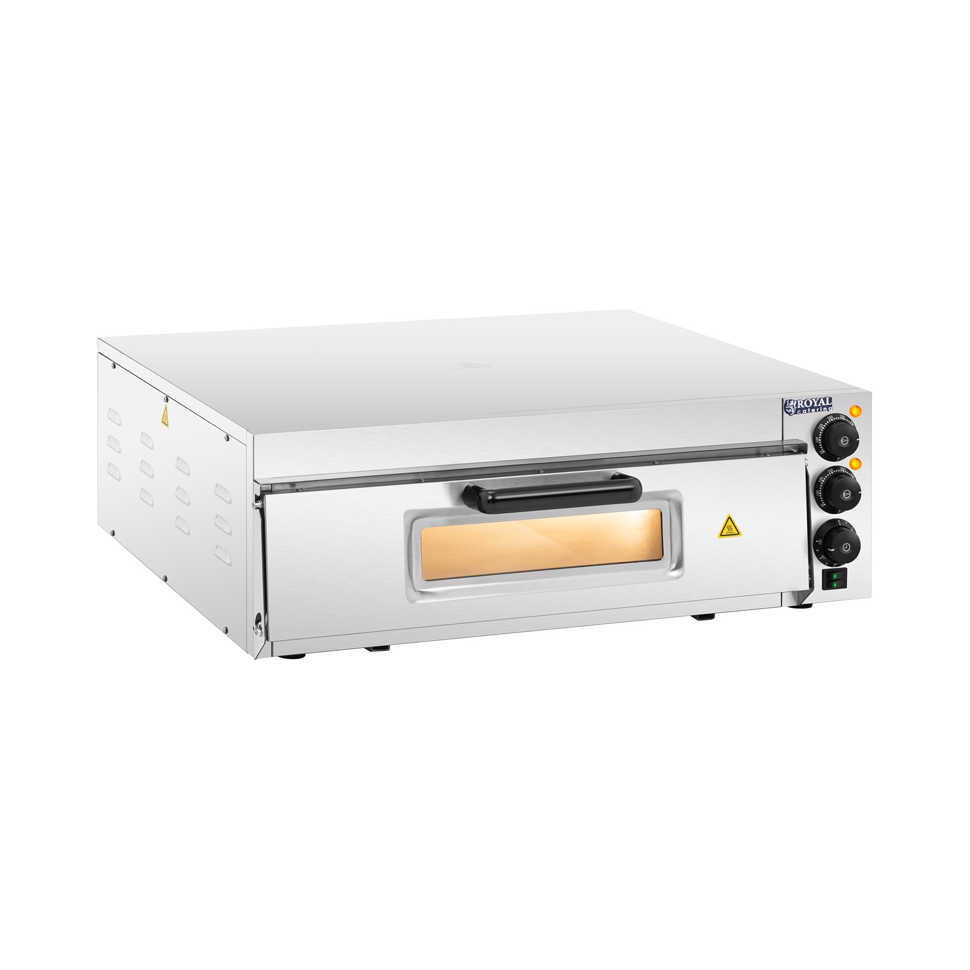 Royal Catering Horno De Cocina Para Pizza Eléctrico RCPO-2000-60-1 (Con piedra de cordierita, Temperatura hasta 350 °C, Pizzas hasta Ø 60 cm)