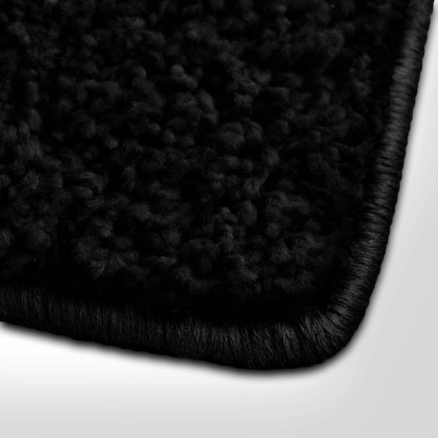 casa pura Tapis de salon moelleux - Noir - 100 x 200 cm - Décoration pour chambre à coucher, chambre d'enfant, couloir - Avec dessous antidérapant - Shaggy - À poils longs Barcelone