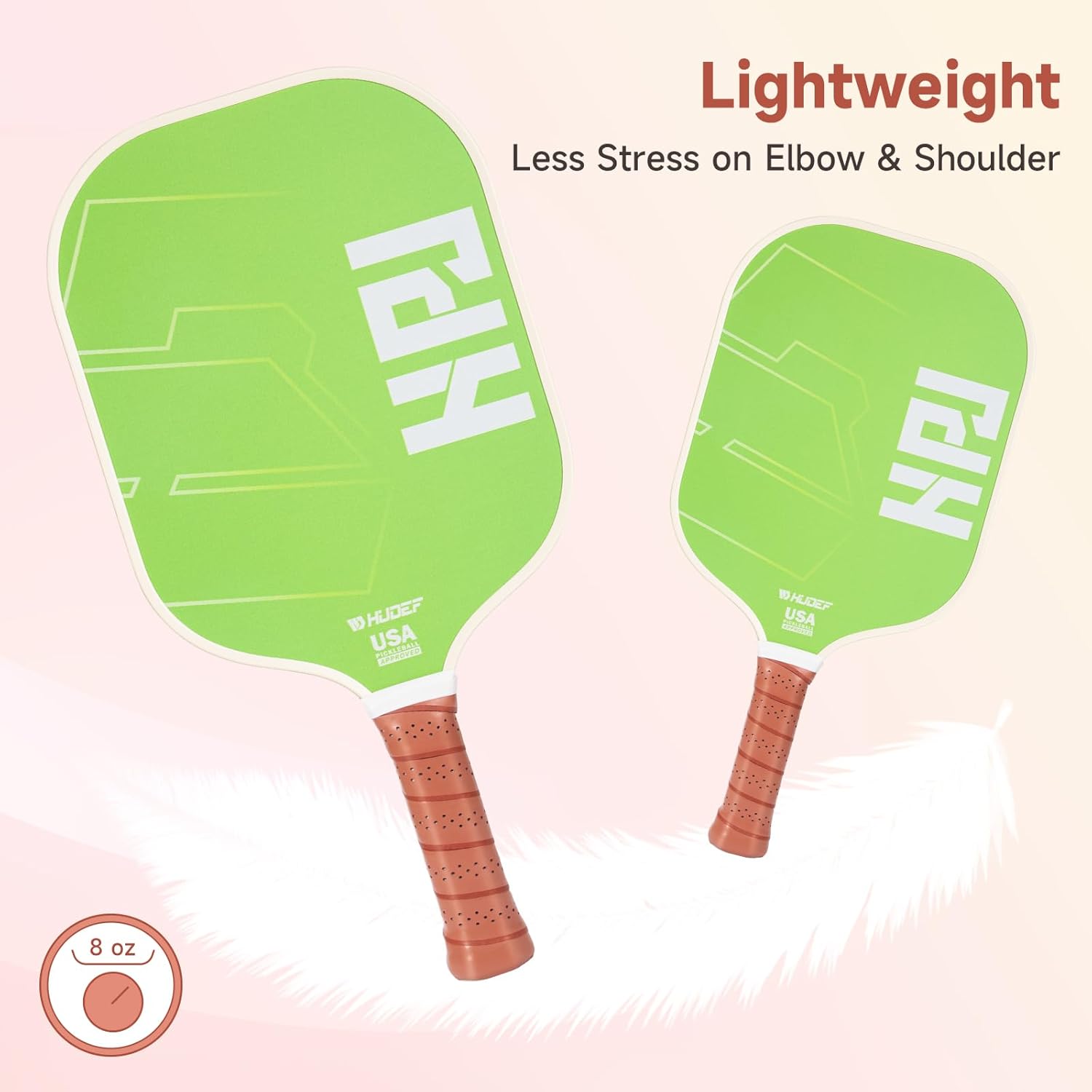 HUDEF USAPA Pickleball Paddles Set: Graphite & Fiberglass Honeycomb Core, 4 Outdoor Balls, PU Leather Carry Bag - Image 5