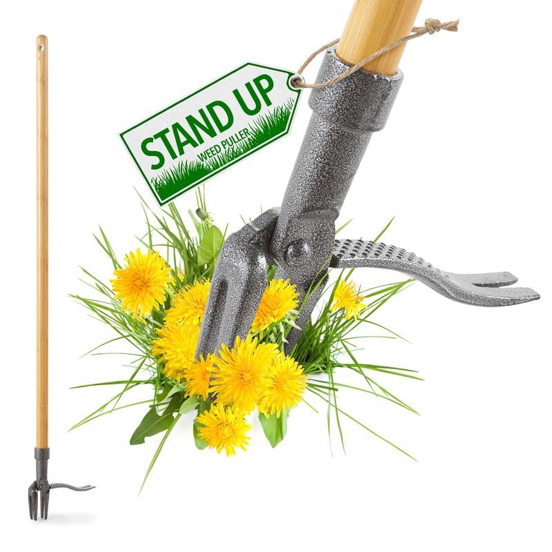 Stock Your Home Stand Up Weed Puller Tool, Heavy Duty Weeding Tool with Long Handle for Crabgrass and Dandelion Removal, Standing Weed Puller for Gardening Projects, Hand Weeder Remover Tool