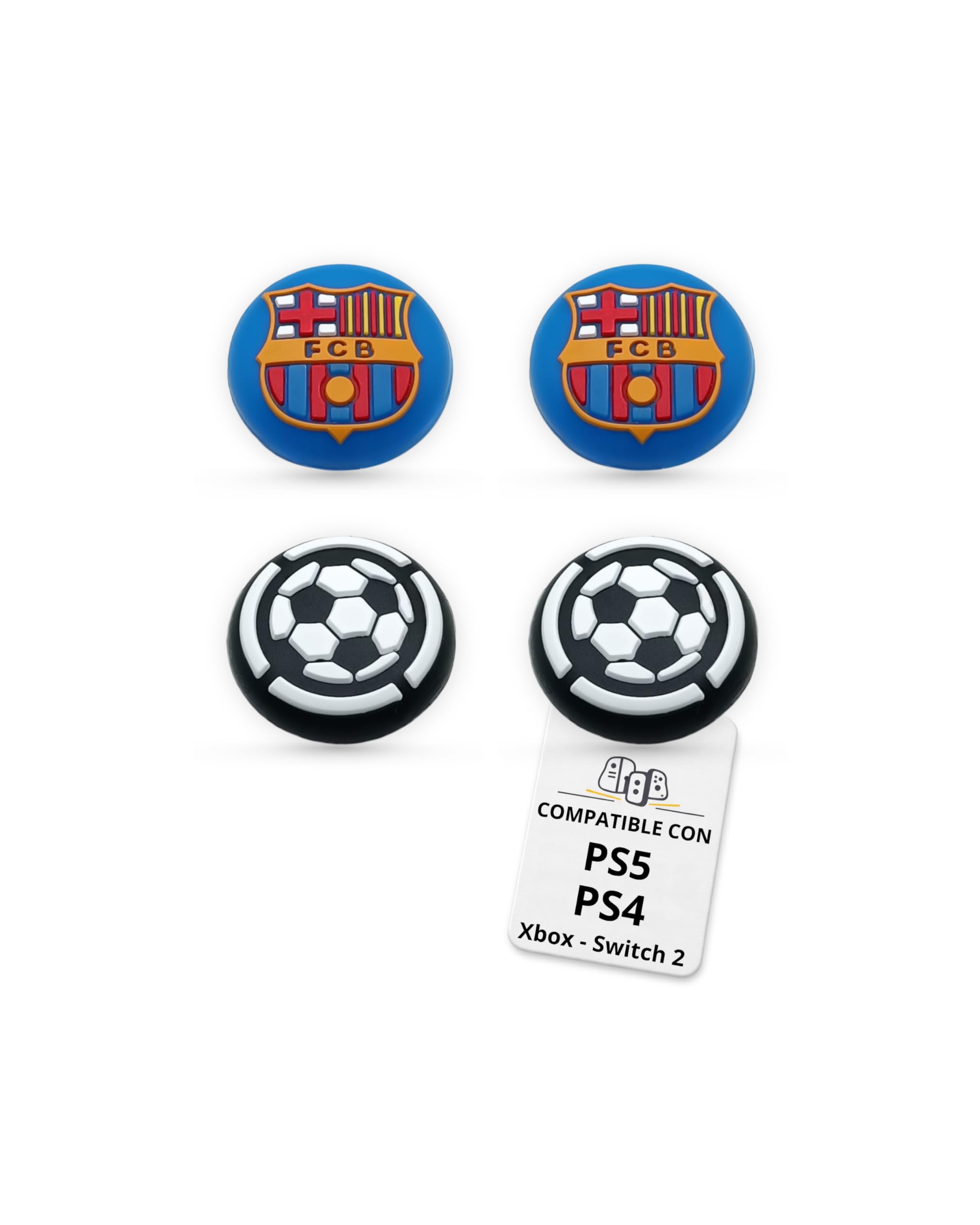 Tapas de Joystick compatibles con Mando PS4 - PS5, Thumb Grips para Mando Play 4, Accesorios PS5, Funda de Joystick Compatible con mandos PS 4 PS 5 Xbox y Switch 2 (Fútbol 2)