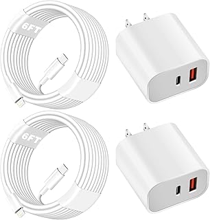 Fast Charger iPhone,iPhone Charger 2Pack Dual Port Apple Charger USB C Adapter 20W[Apple MFi Certified]Super Quick Double Fast Charging Block 6FT Lightning Cable For iPhone 14 Pro Max/13/12/XS/Airpods