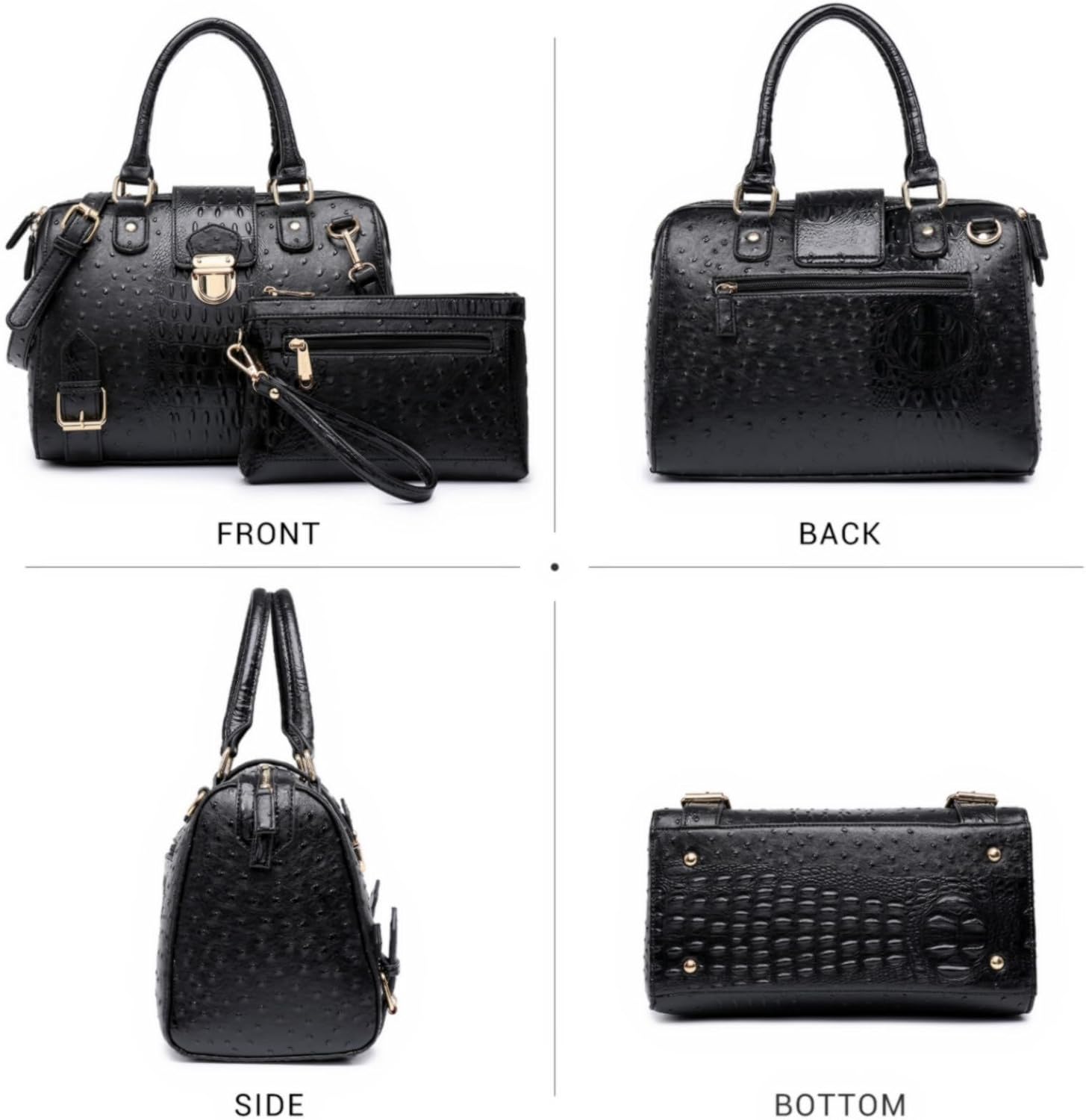 Dasein Women Barrel Handbags Fashion Satchel Bags Top Handle Shoulder Purses Vegan Leather Work Tote - Image 3