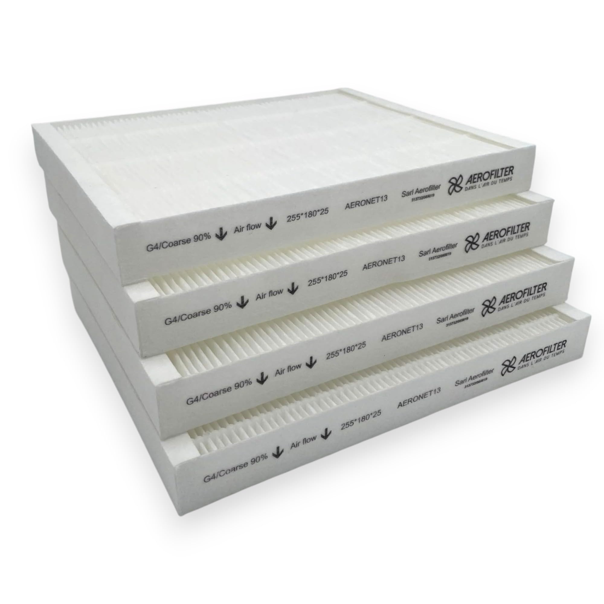 Lot de 4 Filtres G4 – Compatibles VMC UNELVENT Orka BP/BP HR – 255x180x25 mm Livraison Offerte Entreprise Française