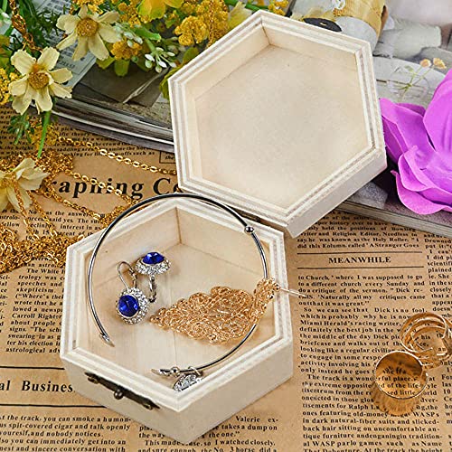 2 Pack Unpainted Wooden Hexagon Boxes Unfinished Natural Wood Box With Hinged Lid Craft Box Small Large Wood Storage Box For Crafts, Art, Hobbies, Projects, Jewelry Box And Home Storage #TOP4