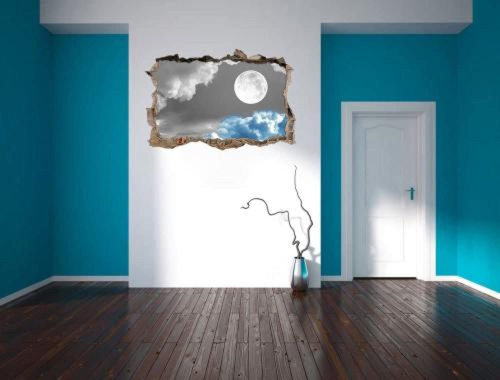 Gougeltd 3D Wandtattoo Mauerloch Wandsticker Wandaufkleber Durchbruch blaue Wolke selbstklebend Schlafzimmer Wohnzimmer Wanddeko fürs Kinderzimmer 75X116cm