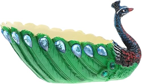 MERRYHAPY Maceta de resina para pavo real, pequeño adorno de escritorio, maceta para suculentas con drenaje para jardinería interior, contenedor