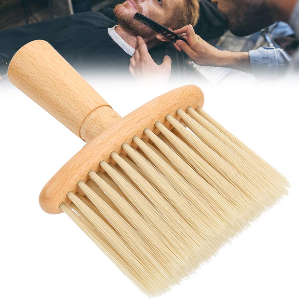 Cepillo para plumero de barbero, cepillo para el cuello, cepillo para barrer el cabello roto cepillo para afeitar cepillo para peluquería cuello mango de madera corte de pelo