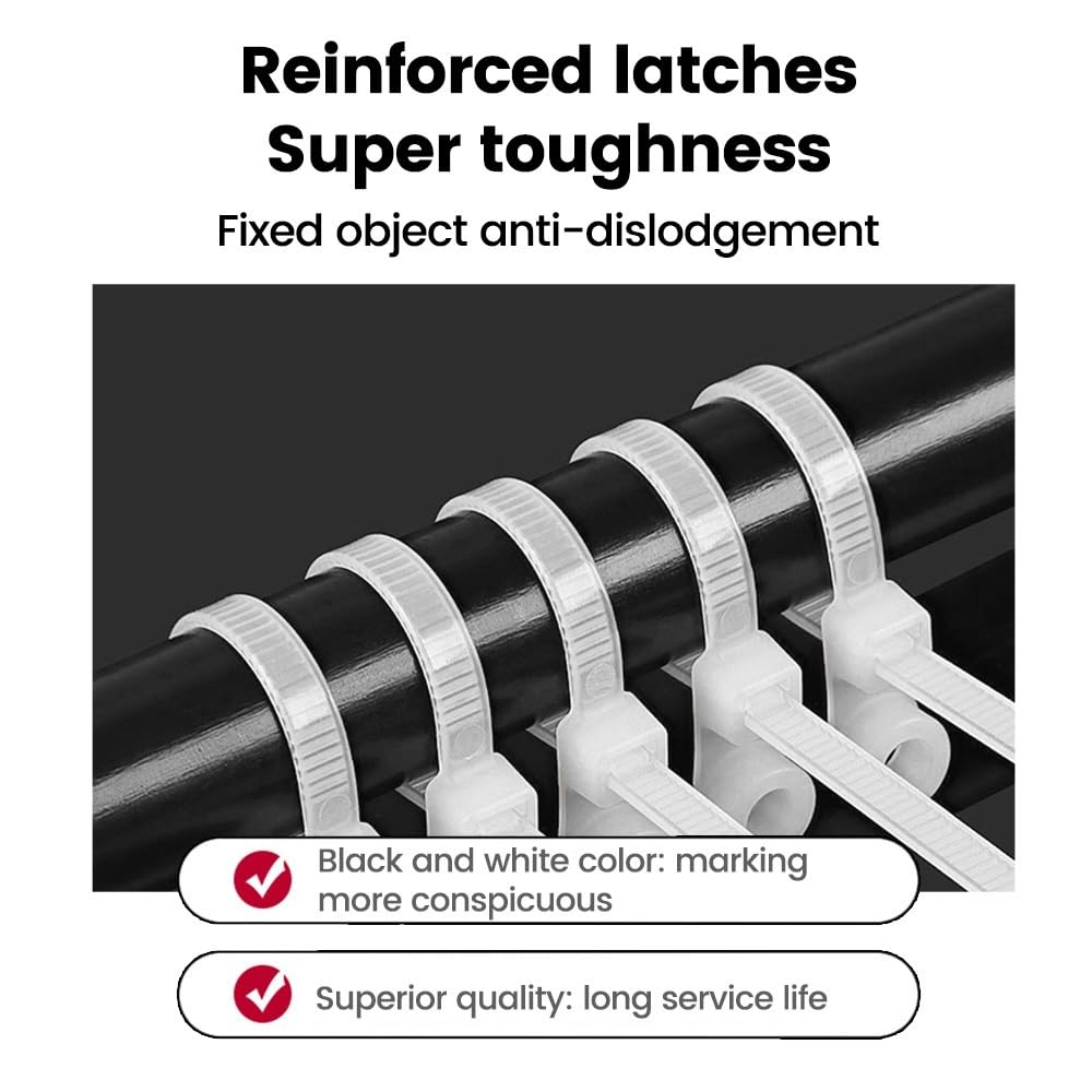 100 bridas de nailon para cables de 4 x 150 mm, 4 x 200 mm, bridas fijas de nailon con agujero para tornillo, 5 x 150 mm, 5 x 200 mm (4 x 200 mm, color negro)