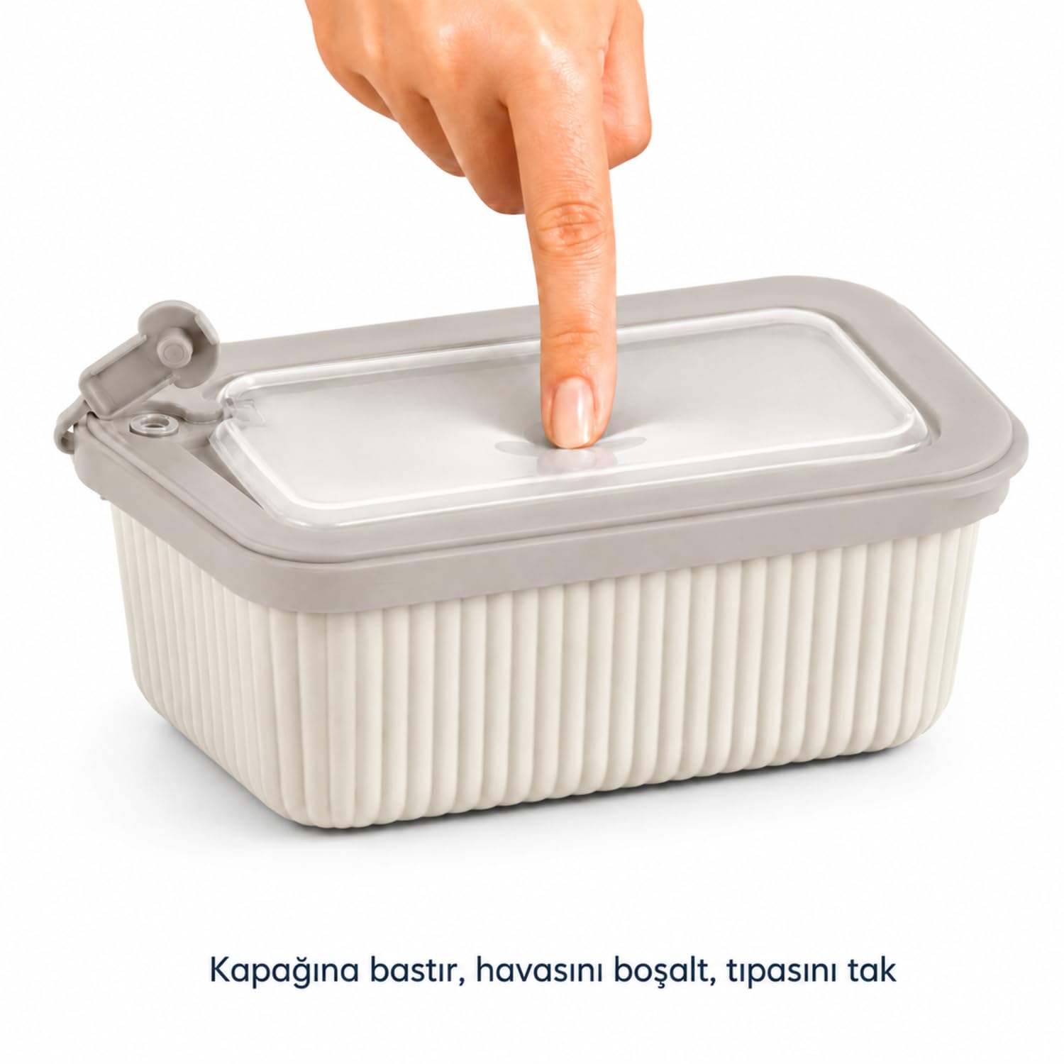 Kabakoz Vakumlu Silikon Kapaklı Plastik Saklama Kabı Seti, 3.5 Litre, Mikrodalga ve Derin Dondurucu İçin Sefer Tası, Gıda Depolama Kutusu, BPA İçermez (600/1100/1800 ml) (Bej, Dikdörtgen)