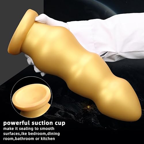 Miniatura 5 de Consolador grande de silicona dorada XXL con cuentas anales gruesas, consoladores de tapón anal, consoladores vaginales para masaje de próstata y