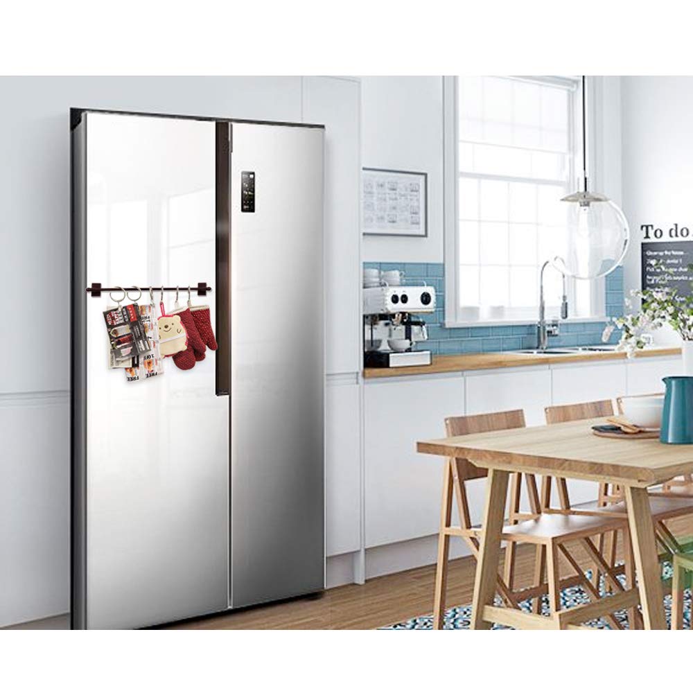 Magnetic Curtain Rods for Metal Doors Multi-Use Curtain Rods for Small Windows Cafe Sidelight and Iron Steel Places, 1/2 Inch Diameter, Tool Free (2 Pack, Adjust from 9 to 16 Inch, Brown)