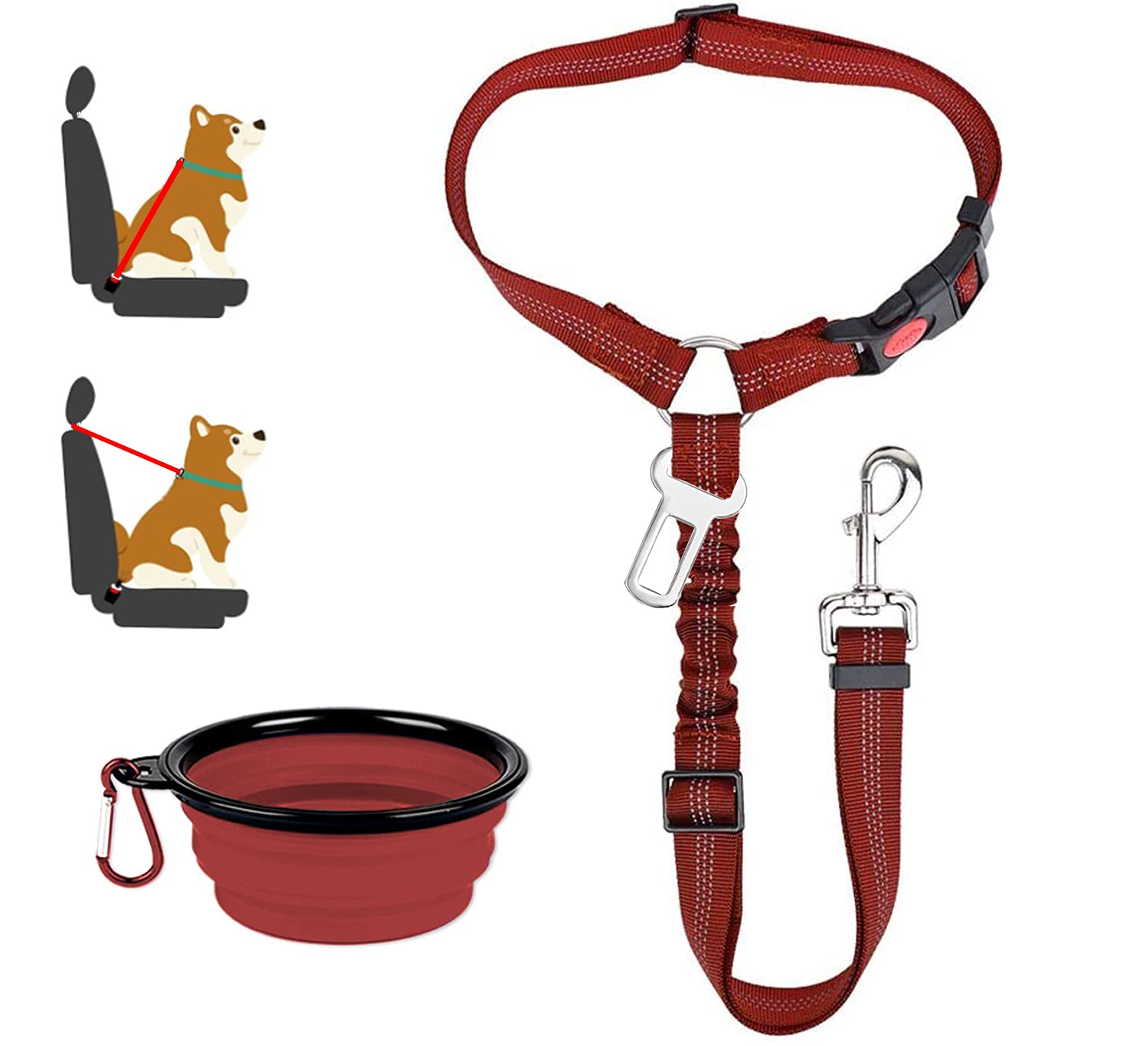 Dog Harness For Car 2-in-1 Dog Car Seat Belt - Headrest Restraint & Buckle  Tether For Large Medium Small Dogs Pawspawty Dog Seat Belt