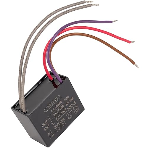 Canamax Durable CBB61 5-Wire 4.5uf+5uf+5uf 250V AC 50/60Hz Condensador de ventilador de techo - Compatible con ventilador eléctrico Lavadora Bomba
