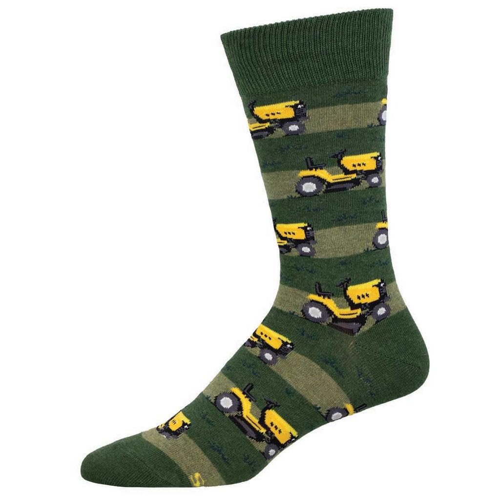 Socksmith Men's Lawn Mower Crew Socks, Green Heather