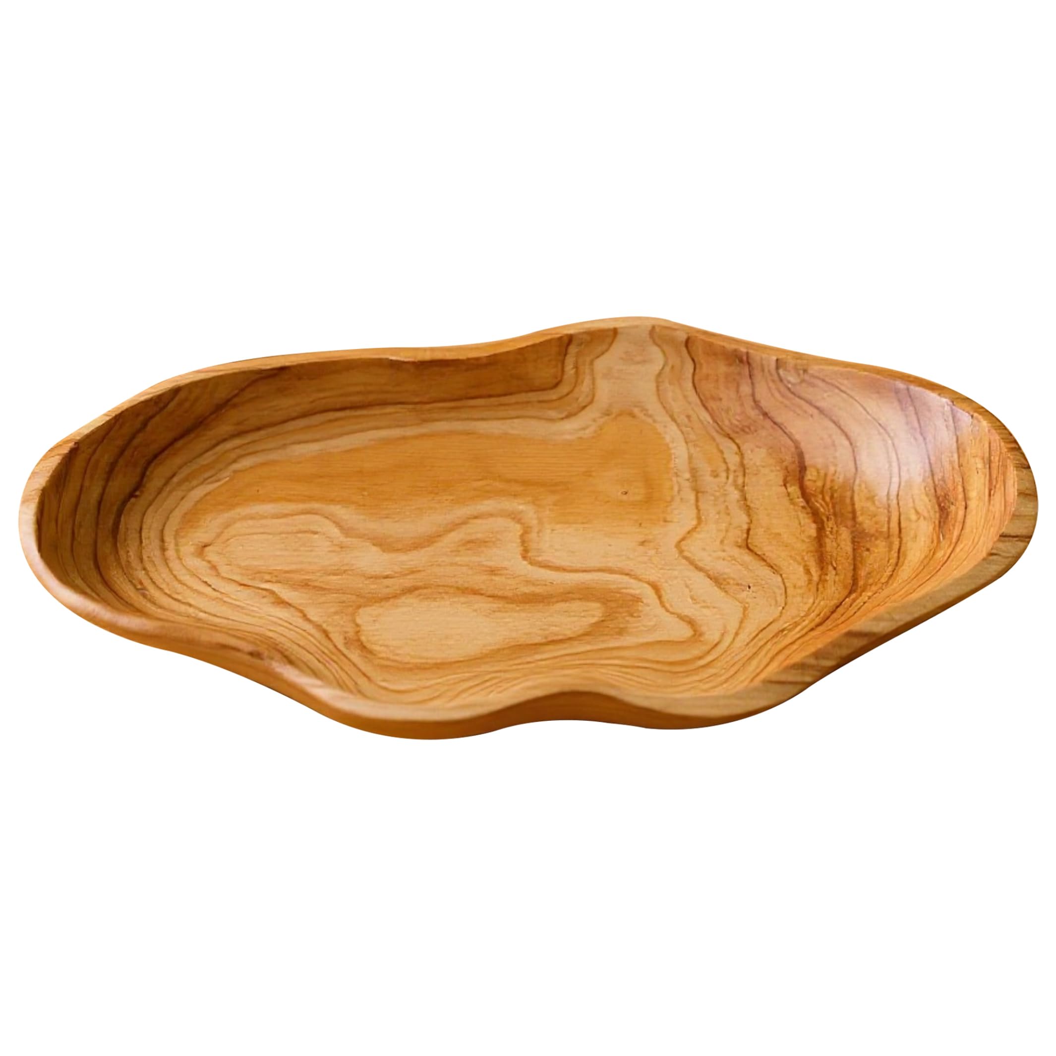 Goutdori 16x7 Inch Natural Grain Wooden Fruit Bowl Serving Platter Decorative Wooden Bowl for Snack Fruits Candy More