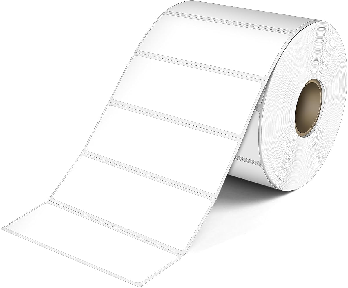 L LIKED 3" x 1" Direct Thermal Label, 1400 Barcode Shipping Labels | BPA Free, Block Old Information, Perforated, Strong Adhesive, Compatible with Rollo, Zebra and Other Desktop Printers
