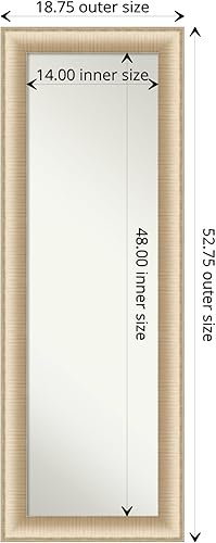 Miniatura 4 de Amanti Art Espejo de puerta no biselado (52.75 x 18.75 pulgadas), elegante marco de miel cepillada, espejo de longitud completa, espejo de pared,