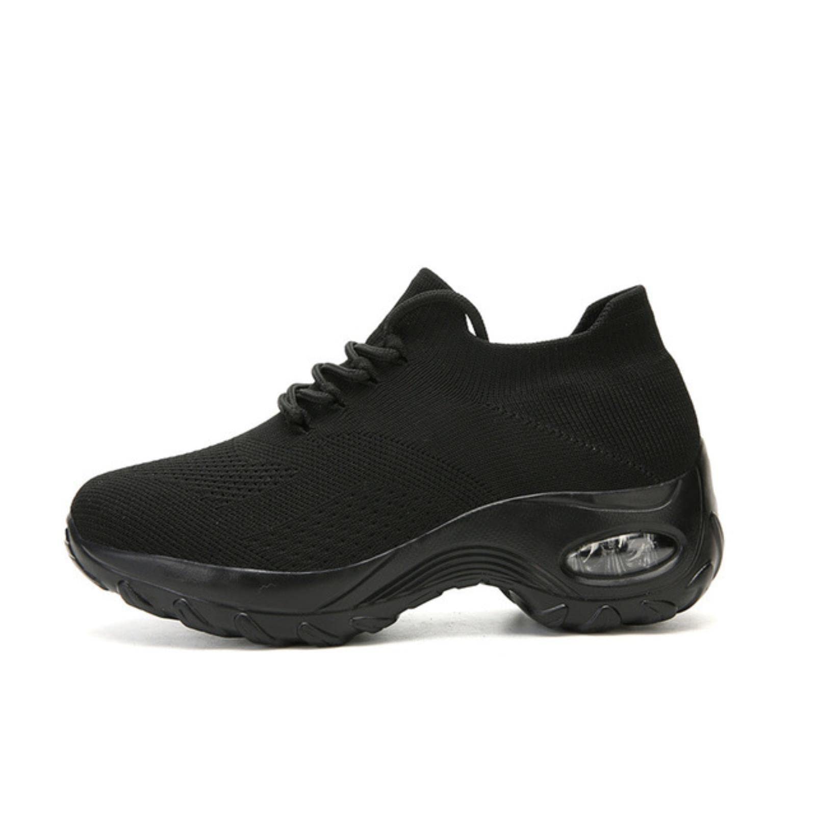 Scarpe da ginnastica di grandi dimensioni Scarpe da donna leggere scarpe di sollevamento di un piede elastico volante calze tessute scarpe casual madre a dondolo