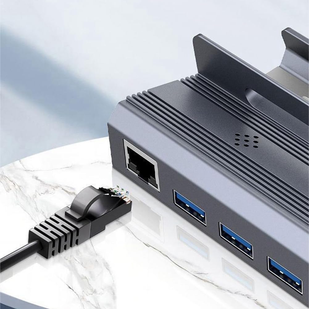 1 Sztuka 6 w 1 Koncentrator USB C Stacja Dokująca USB C do -COMPatible 4K60Hz RJ45 PD100W Stacja Dokująca USB 3.0 HUB Rozszerzona Stacja Dokująca Ze Stopu Aluminium