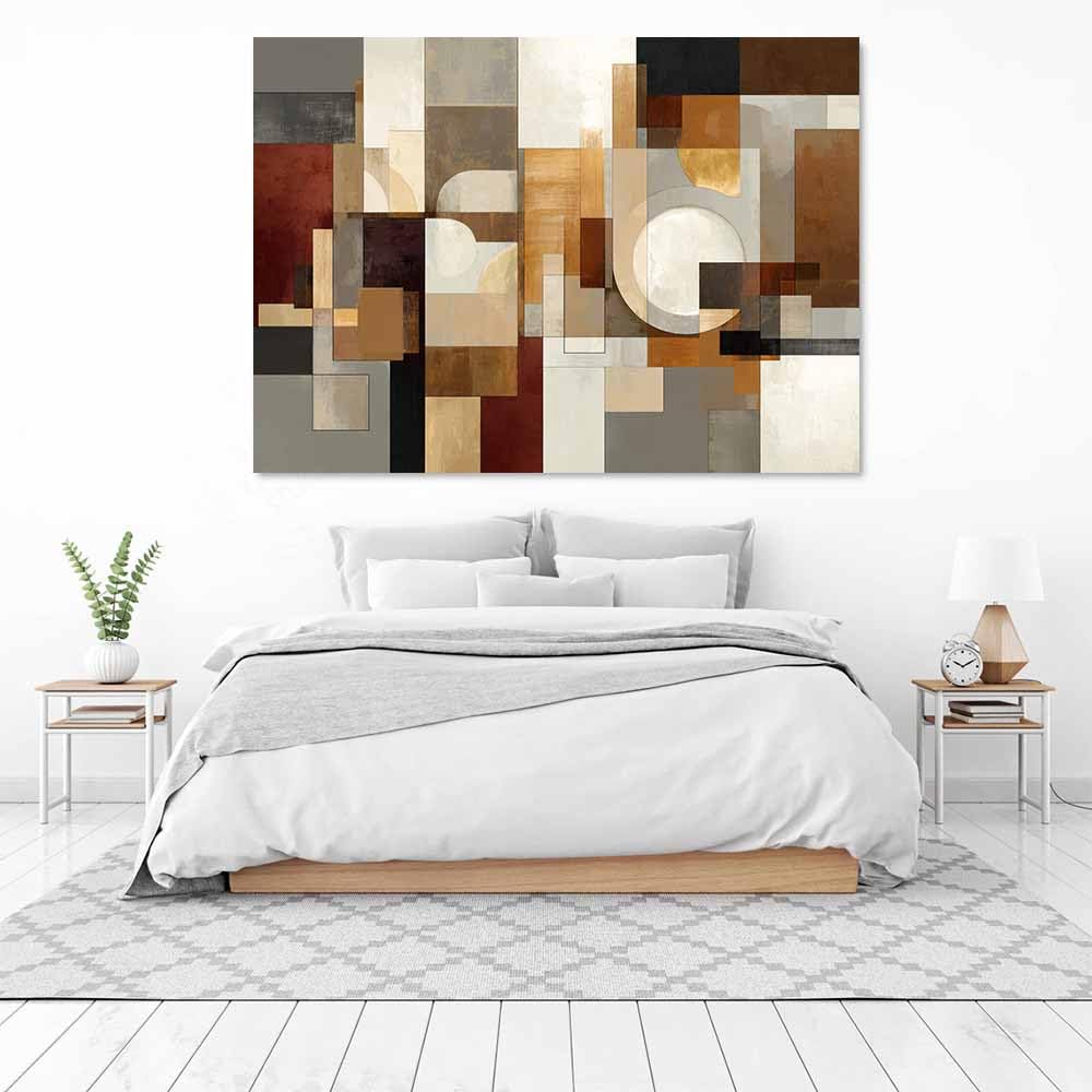 WUFIEA Ogólny abstrakcyjny obraz na płótnie brązowe bloki do salonu sypialni biura dekoracja (khaki104) - 40 x 60 cm oprawiony