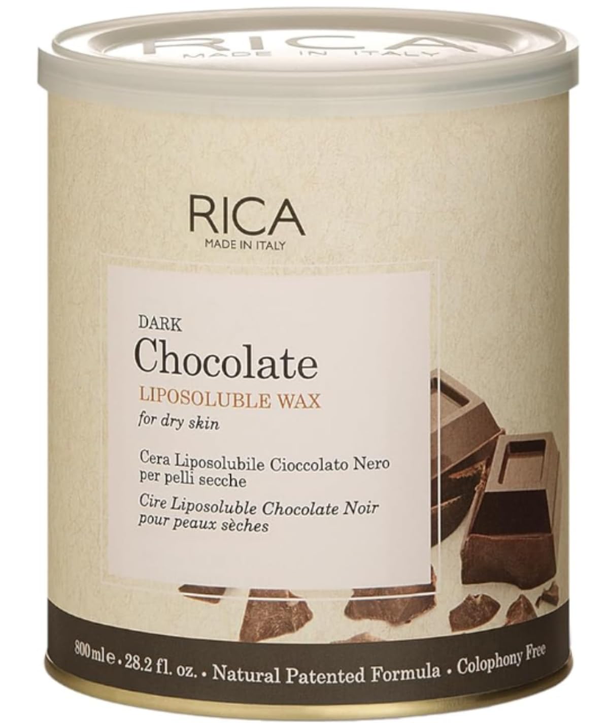 Rica Dark Chocolate Liposoluble Painless Hair Removal Wax For Men & Women| Quick & Easy Tan Removal Waxing for Dry Skin| 800 ml, Pack of 1