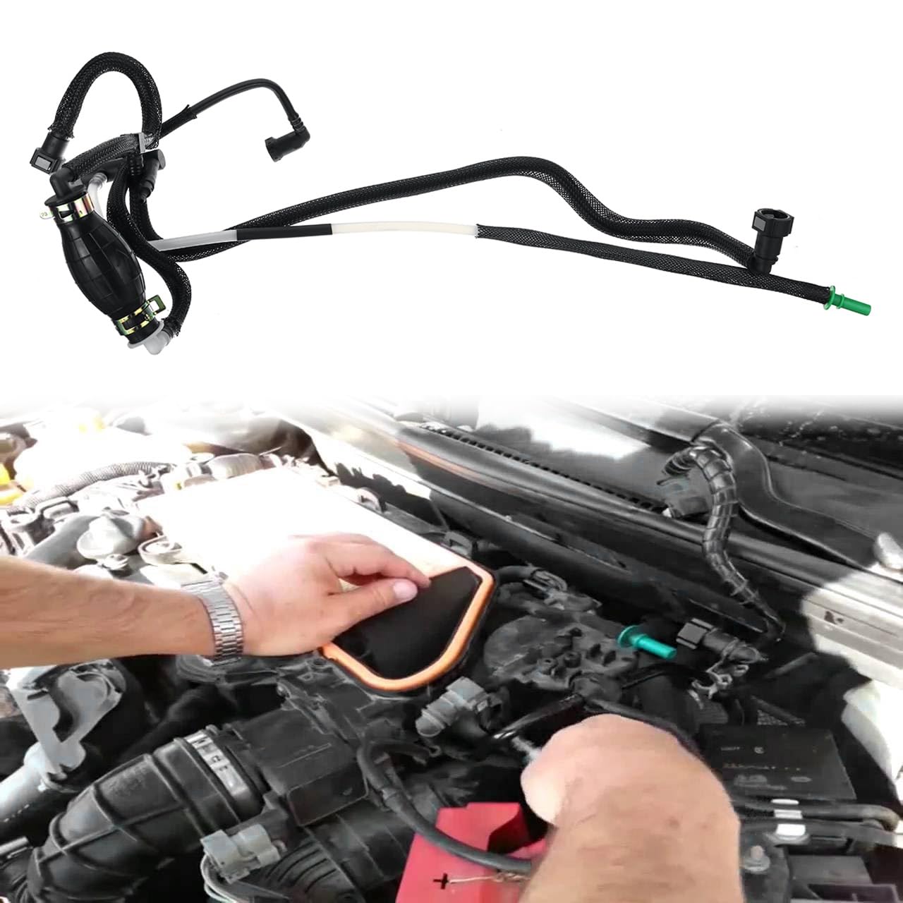 Tubo carburante Tubo ritorno olio Tubo carburante con primer, for Ford, Fiesta, Fusion 1.4 Tdci 03-12 2S6Q9D350AF 1501910 1574.S8 Tubo di ritorno del carburante del motore