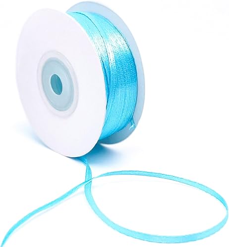 Blue Ribbon - Cinta de satén fina de color sólido, cinta de regalo de doble cara de 18 pulgadas x 100 yardas para manualidades