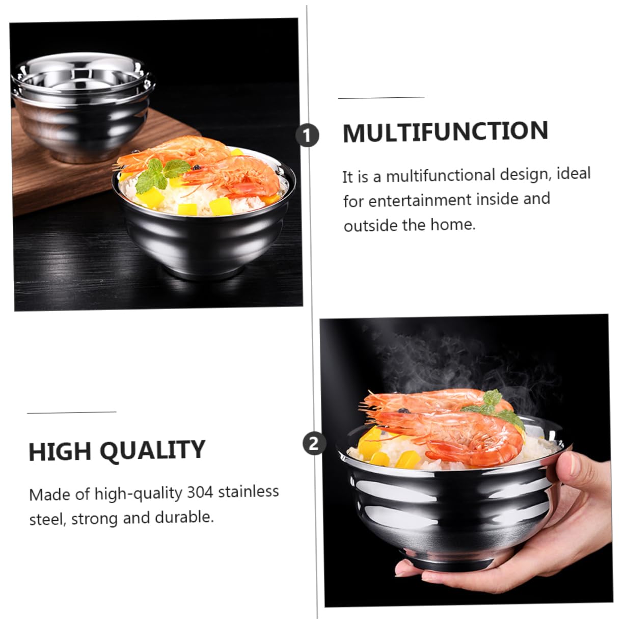 Unomor Food Bowl Stainless Steel Insulated for Noodles Safe Modern Great for Boys and Girls