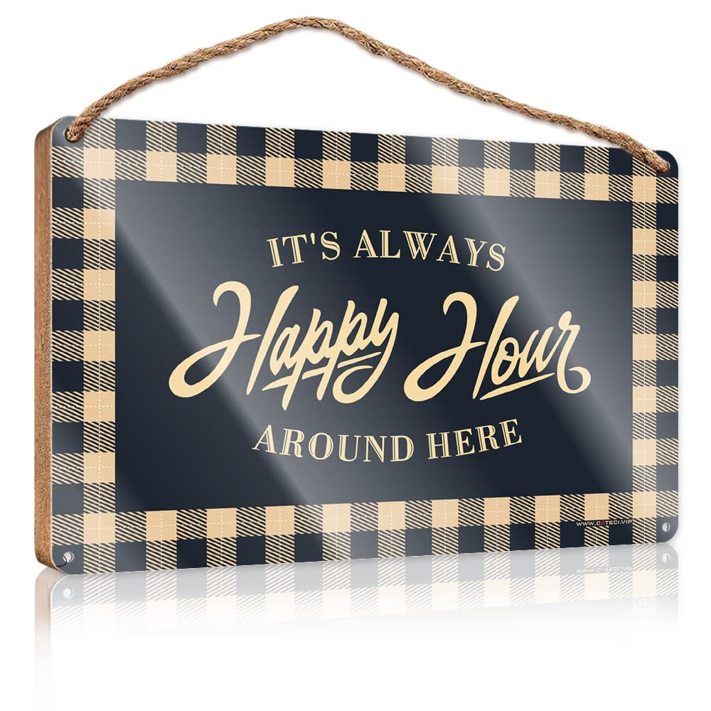 Amazon.com : Wooden Hanging Plaque Sign It'S Always Happy Hour