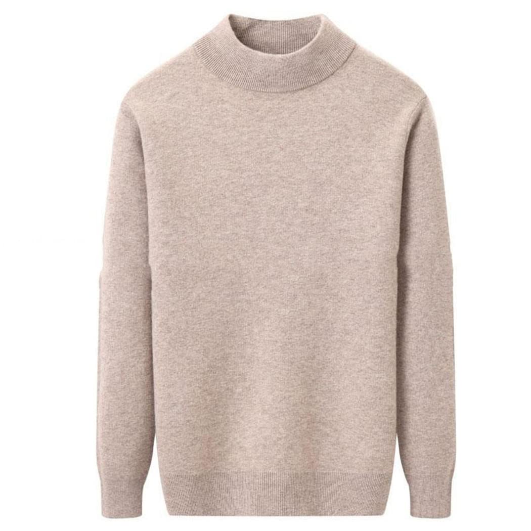 WEGUKRI Inverno che ispessisce il maglione puro del cachemire di 100%, gli uomini metà alto collare lavorato a maglia inferiore pullover, D, XL