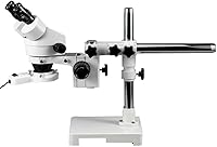 Vista 1 de AmScope SM-3B-FRL Microscopio de zoom estéreo binocular profesional, ocular WH10x, aumento 7X-45X, objetivo de zoom 0.7X-4.5X, luz de anillo