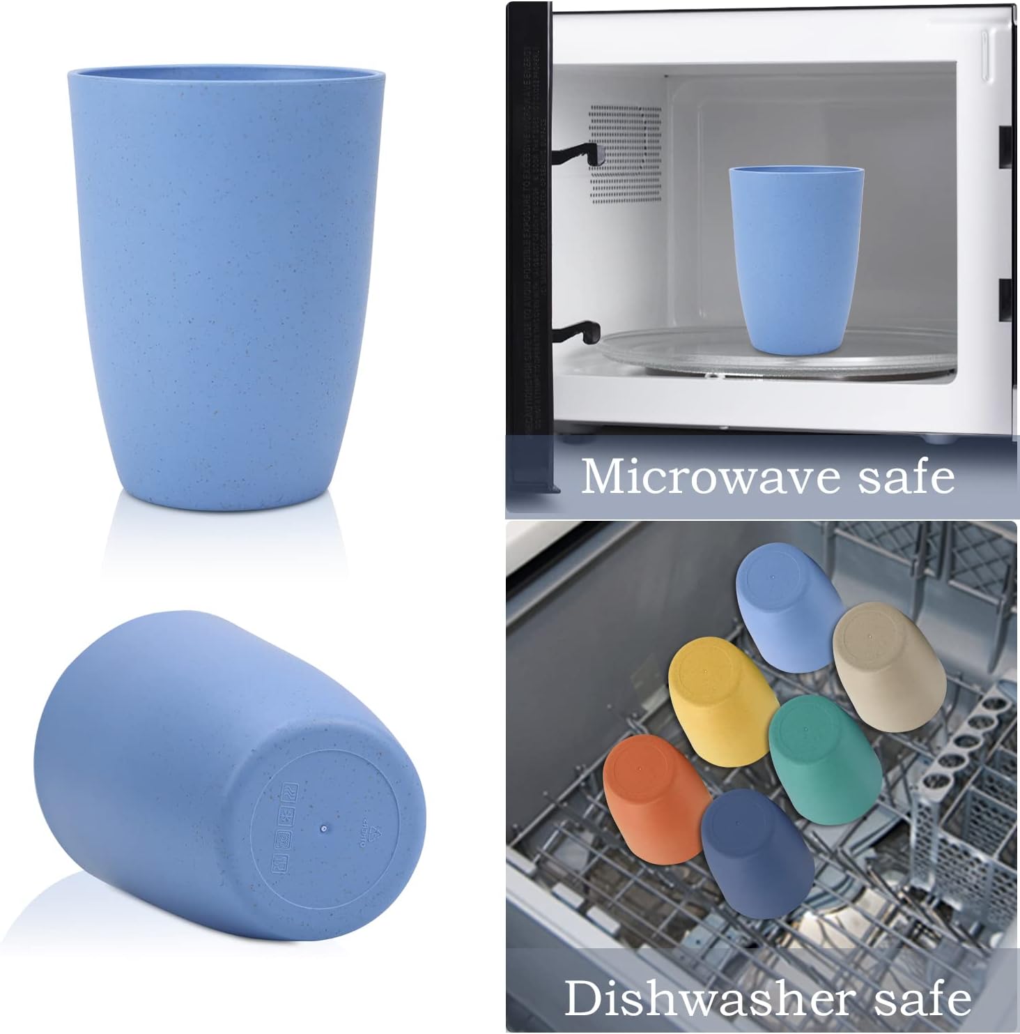 Homienly Plastic Cups Alternative, Unbreakable 20 OZ Wheat Straw Cups-Set of 8, Reusable Lightweight Drinking Glasses for Water, Juice, Dishwasher Safe Cups Sets for Kitchen, Outdoor, RV(Multi) - Image 8