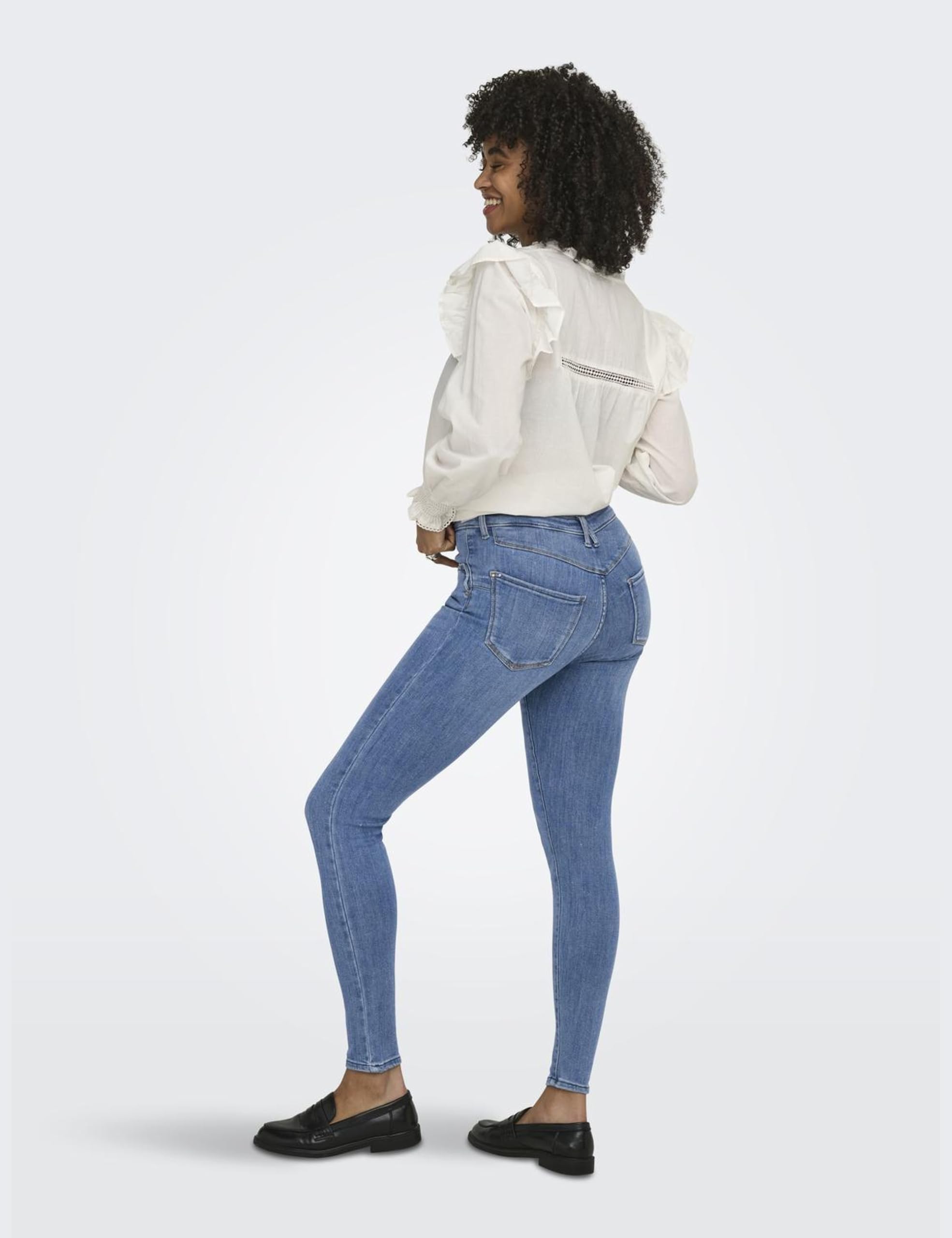 ONLY Onlpower Mid Waist Push Up Ank Det Dnm - Onlpower Mid Waist Push Up Ank Det Dnm Kobiety