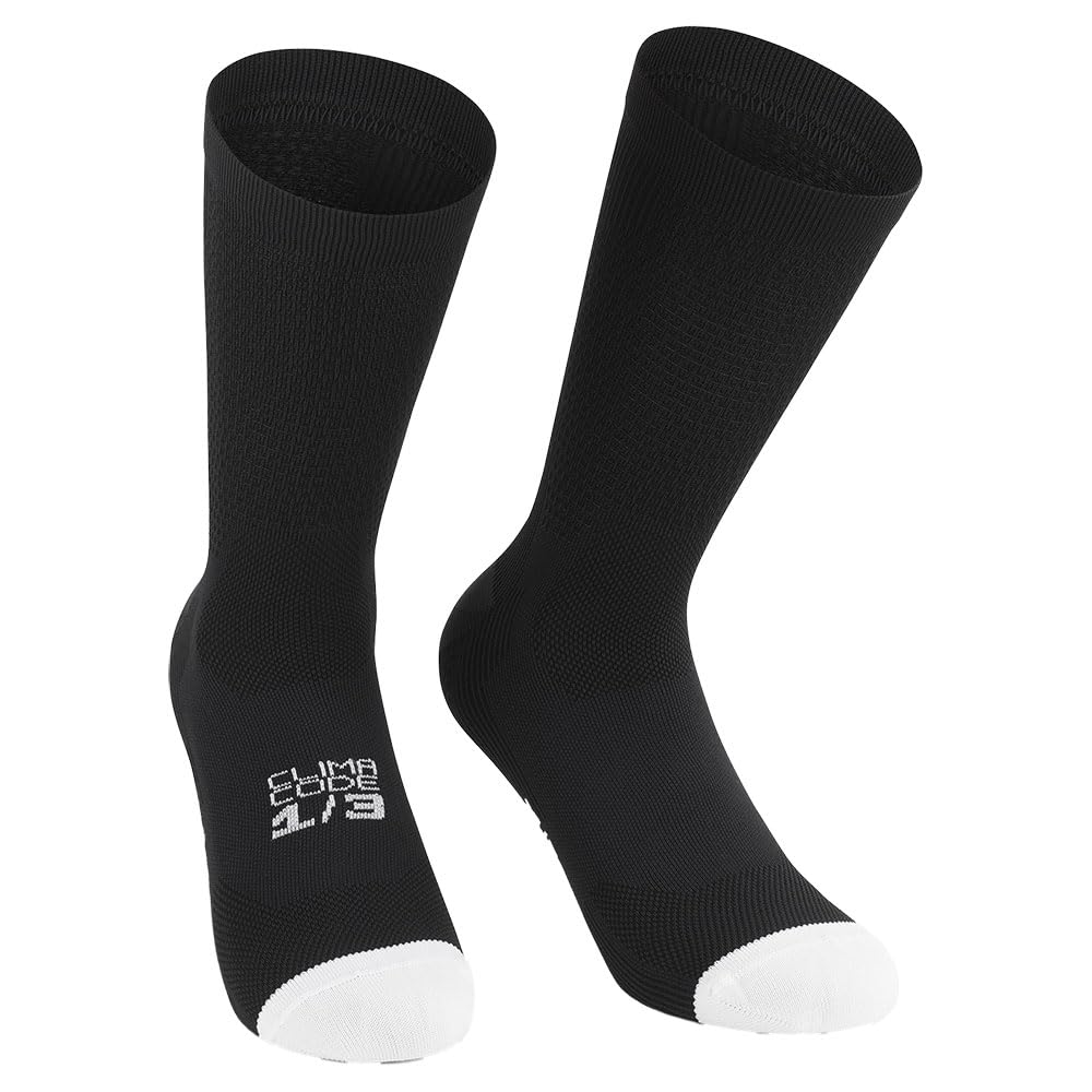 Unisex Black Assos Endurance Socks S11 - Size 39-42 - Moisture Wicking - Lightweight - Targeted Compression - Ventilation - Durable - Cycling