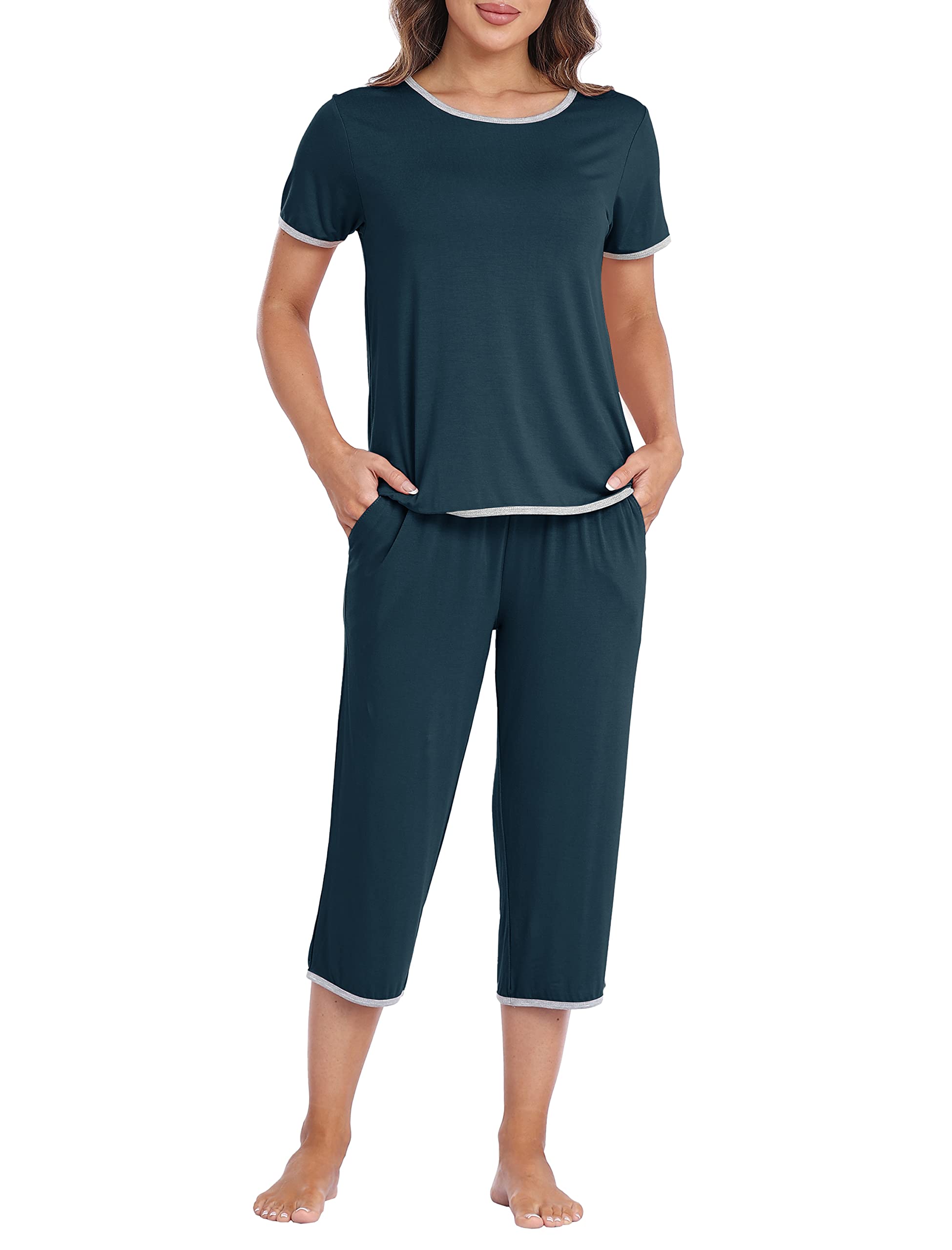 MoFiz Schlafanzug Kurz Damen Hausanzug Pyjama Set Modal Zweiteiler Nachtwäsche fur Sommer