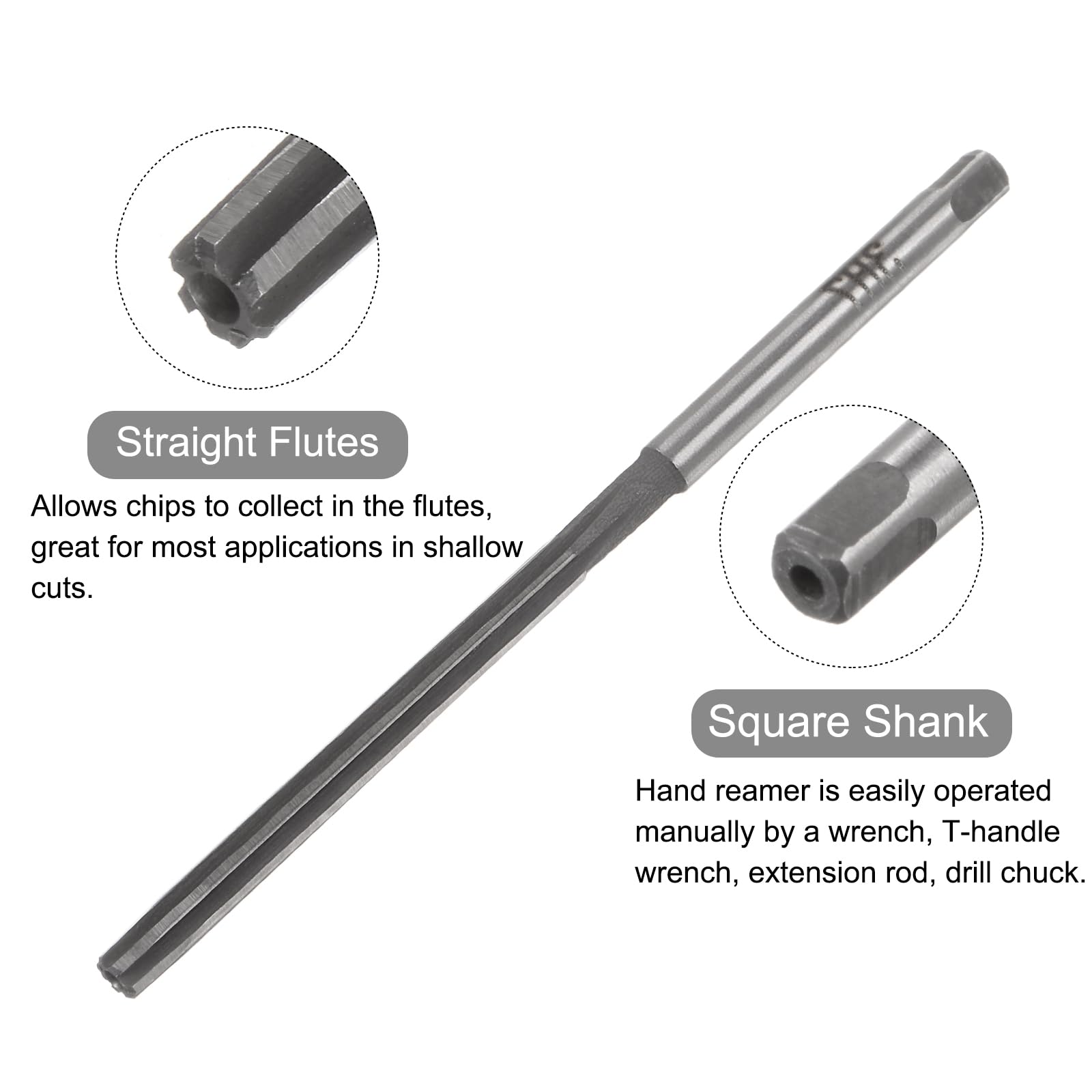 QUARKZMAN Alesatori a Mano, 3mm H7 Punta Trapano Alesatore Metrico per Alesatura Fori in Metallo Legno, Flauto Dritto in Acciaio ad Alta Velocità (HSS) Strumento