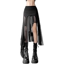 win2win Punk Sheer Mesh Skirt for Women - High Low Low Rise Gothic Hippie Witch, Ballroom, Cheer