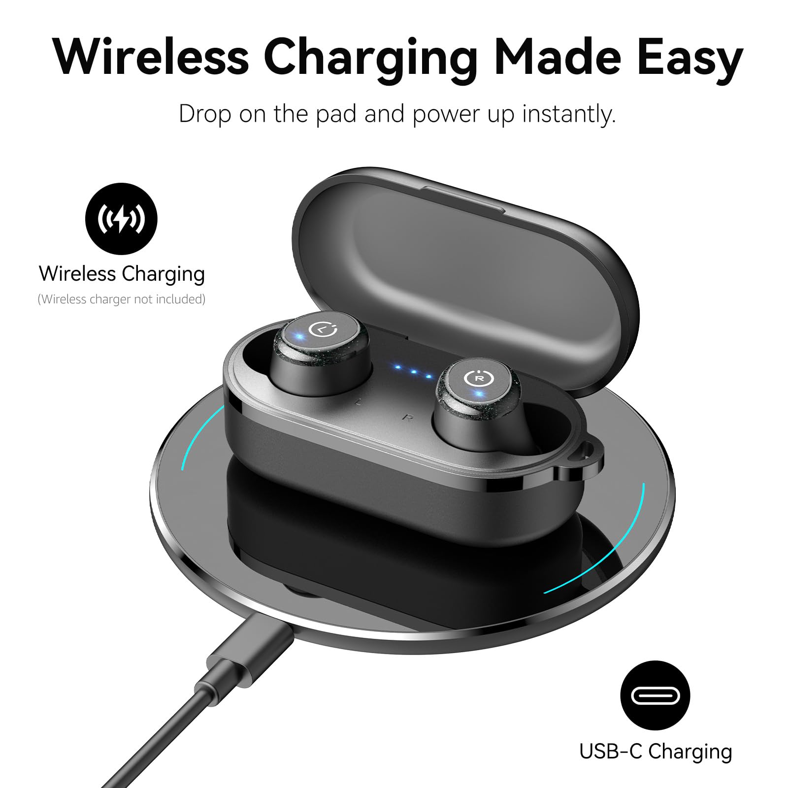 TOZO T10 Wireless Earbuds Powerful Bass Stereo Wireless Charging, APP, IPX8 — Amazon image 7