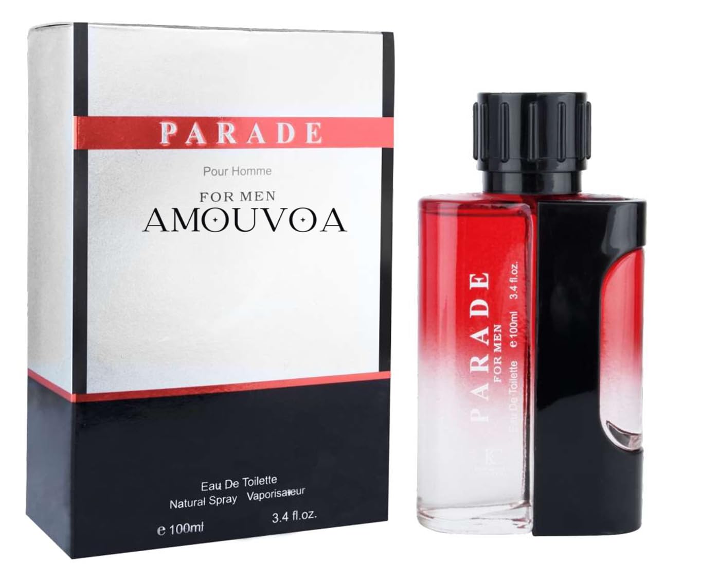 AMOUVOA 4Pc Set Cologne for Men (Parade Essey Miyami Vintage Red&Black) Classic Collection Bottles, Eau de Toilette Natural Spray - Woody Scent - Holiday Gift Each 3.4 Fl Oz