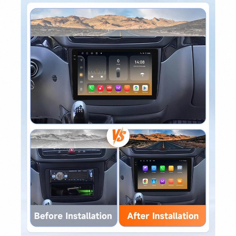 Bezprzewodowy, Przenośny Ekran Car Play dla Benz Vito 2 W639 Viano 2 2003-2015 Bezprzewodowy, Mirror Link, Nawigacja Na Żywo, Asystent Głosowy Siri Gle, Ekran Dotykowy, Bluetooth, 8 Rdzeń 4G+64G